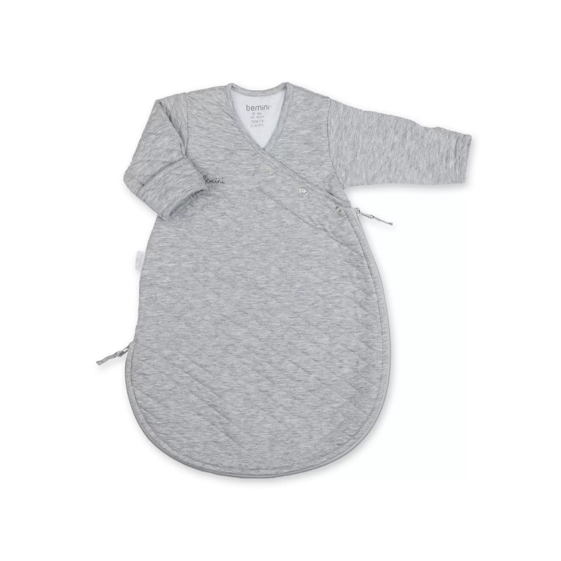 BEMINI Magic Bag Pady Quilted Jersey 0-1M Quilt Mix Grey Tog 1.5